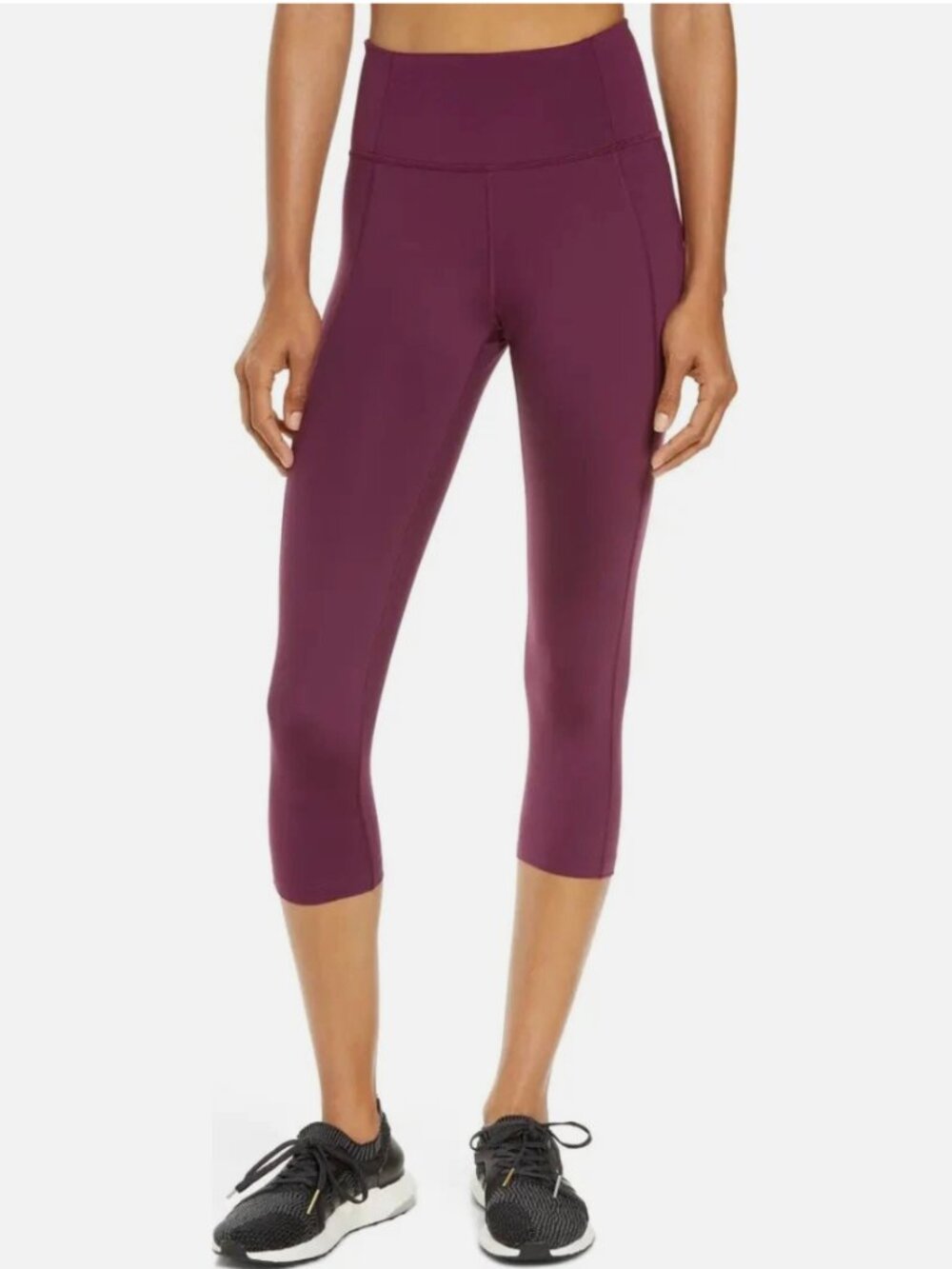 Girlfriend Collective Compressive High-Rise Capri in Plum Purple - Size Medium